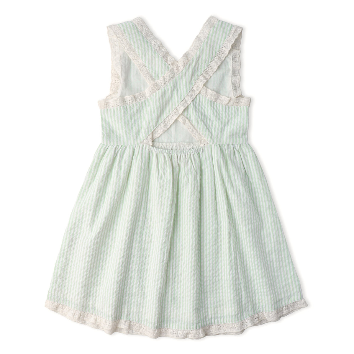 Makemake Organics Makemake Organics Organic Cross Back Toddler Dress In Seersucker Lightweight Summer Playwear