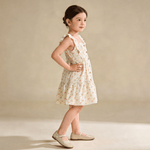 Makemake Organics Makemake Organics Organic Flutter Buttoned Tiered Dress For Toddlers With Soft Sleeves And Front Button