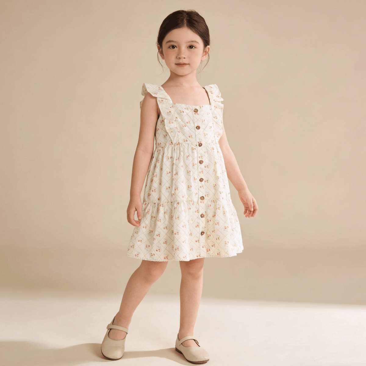 Organic Flutter Buttoned Tiered Dress - Spring Weave - Dress, Fashion, One-piece garment, Day Dress, Textile | Everetts Place
