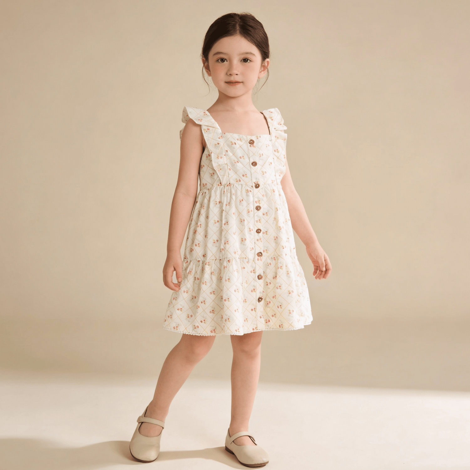 Organic Flutter Buttoned Tiered Dress - Spring Weave - Dress, Fashion, One-piece garment, Day Dress, Textile | Everetts Place