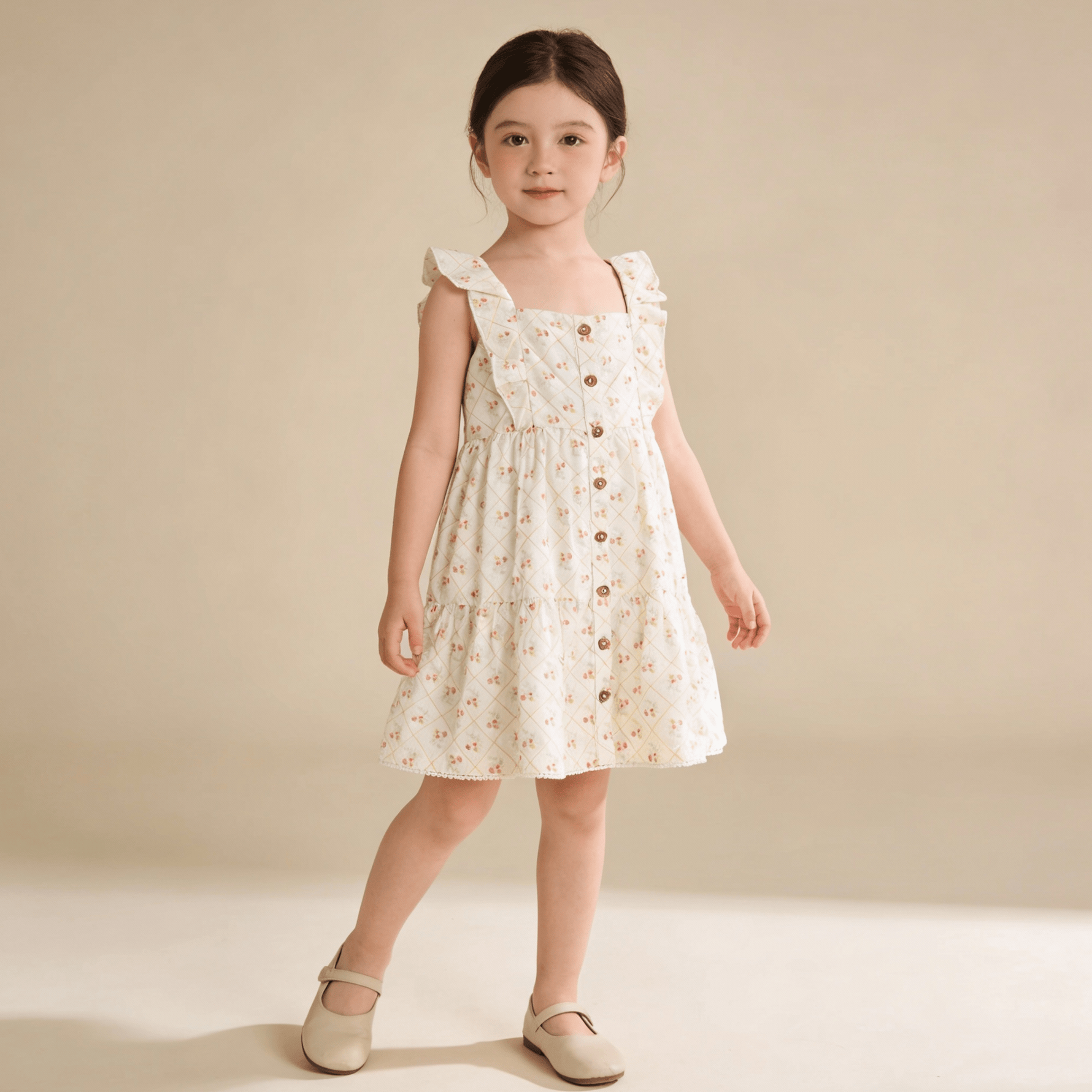 Organic Flutter Buttoned Tiered Dress - Spring Weave - Dress, Fashion, One-piece garment, Day Dress, Textile | Everetts Place