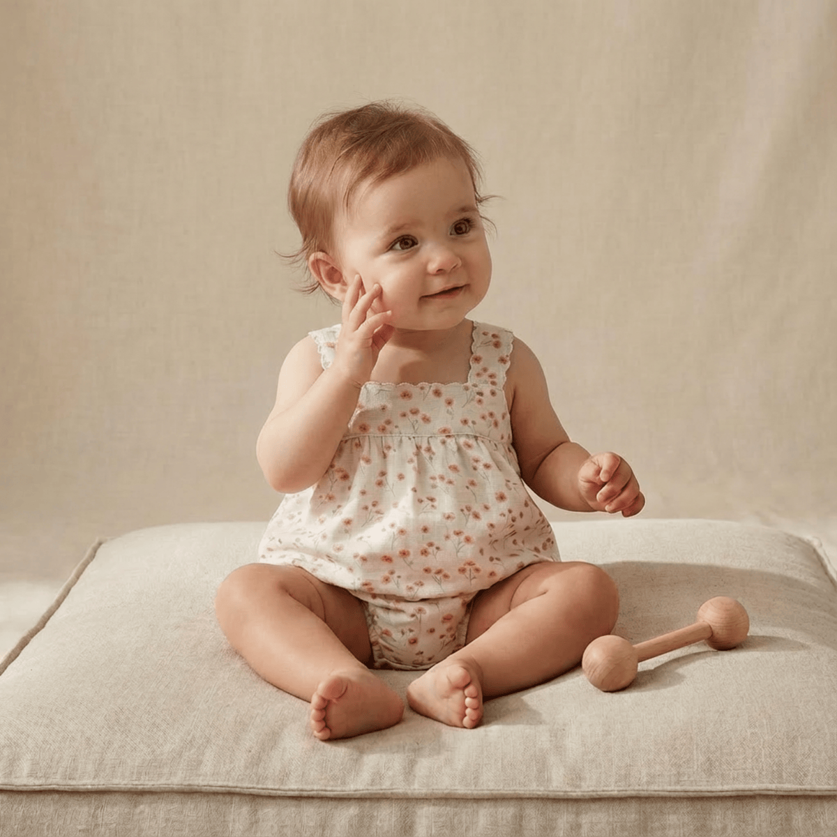 Organic Scalloped Top & Bloomers Set - Pink  Bloom - Baby & Toddler Clothing, Skin, Child, Pink, Sitting | Everetts Place