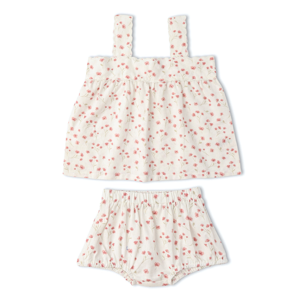 Makemake Organics Makemake Organics Organic Scalloped Top And Bloomers Set In Lavender For Baby With Breathable Linen Cotton Blend