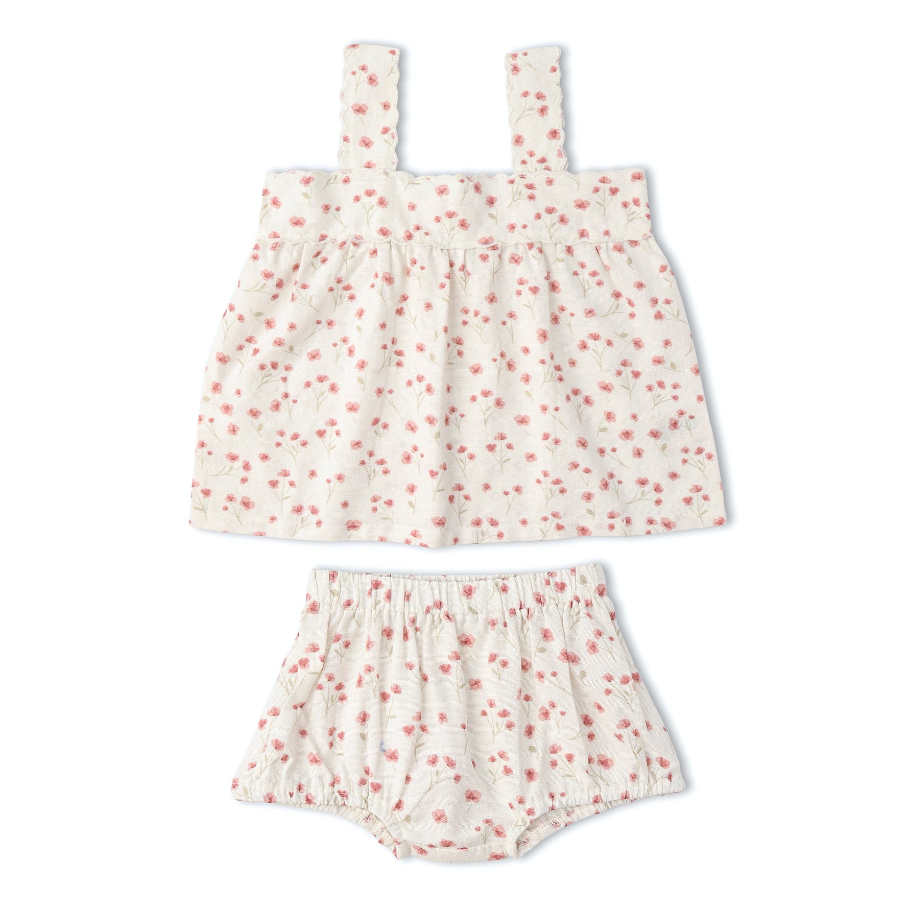 Makemake Organics Makemake Organics Organic Scalloped Top And Bloomers Set In Lavender For Baby With Breathable Linen Cotton Blend