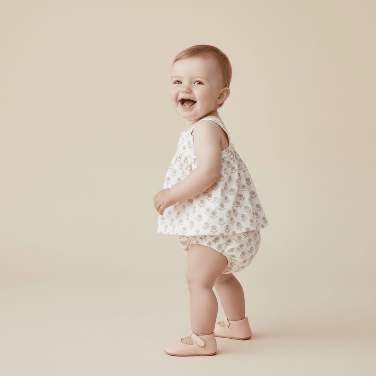 Makemake Organics Makemake Organics Organic Scalloped Top and Bloomers Set in Lavender Linen Cotton Blend Breathable