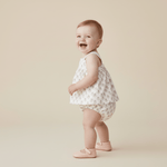 Makemake Organics Makemake Organics Organic Scalloped Top and Bloomers Set in Lavender Linen Cotton Blend Breathable