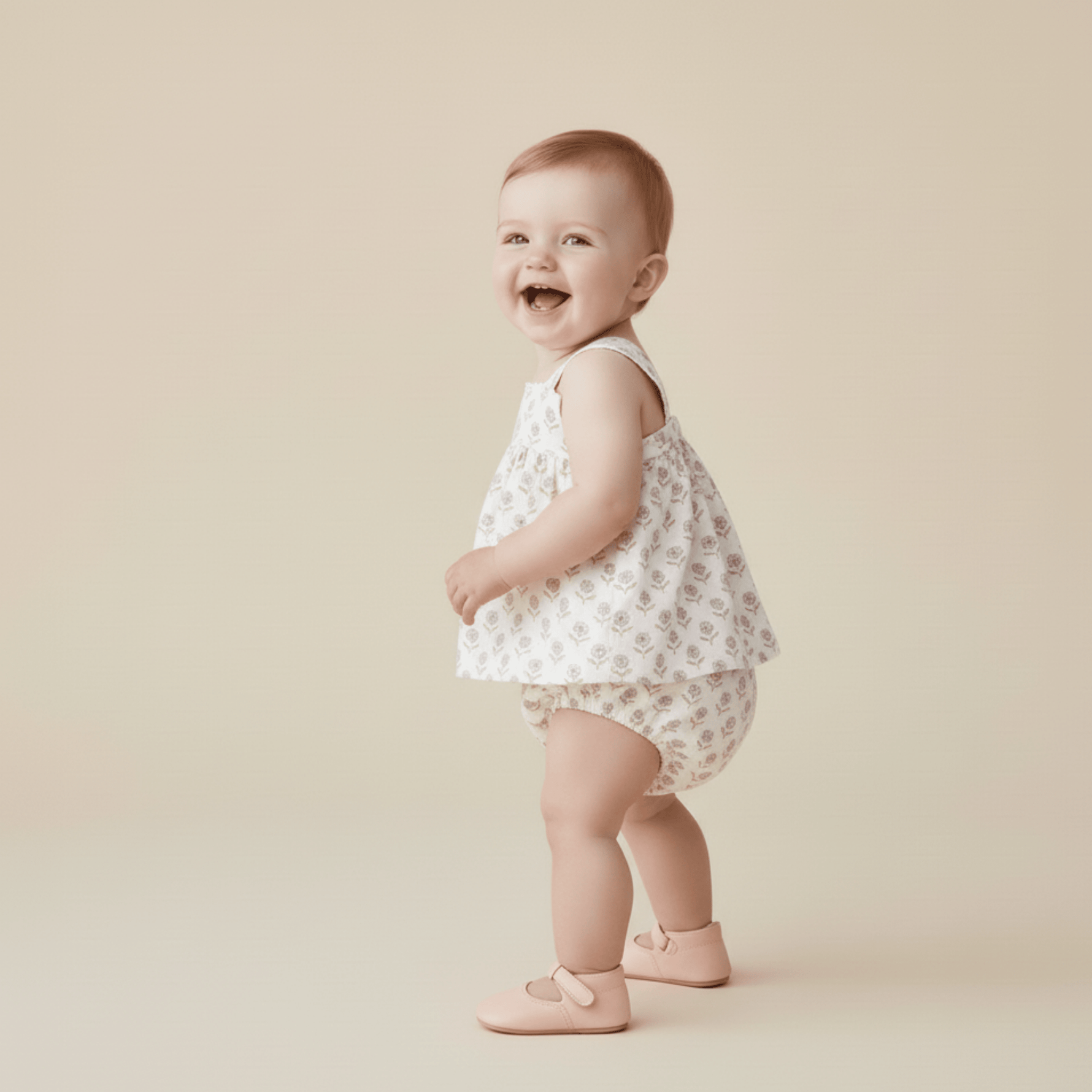 Makemake Organics Makemake Organics Organic Scalloped Top and Bloomers Set in Lavender Linen Cotton Blend Breathable