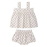 Makemake Organics Makemake Organics Organic Scalloped Top and Bloomers Set in Lavender Linen Cotton Blend Breathable