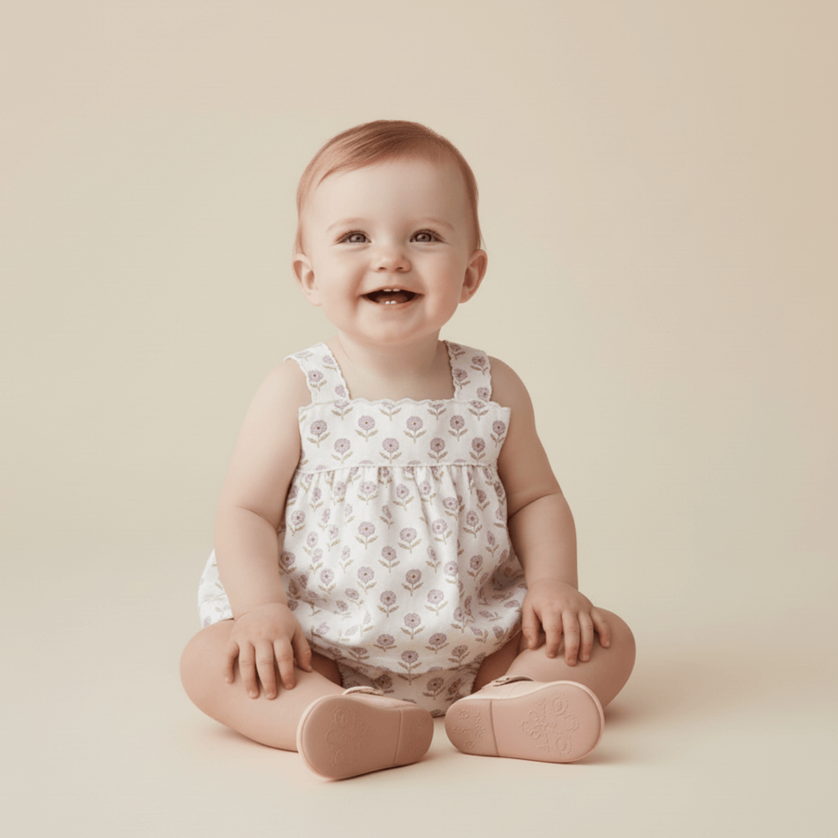 Organic Scalloped Top & Bloomers Set - Lavender - Baby & Toddler Clothing, Skin, Dress, Textile, Facial expression | Everetts Place