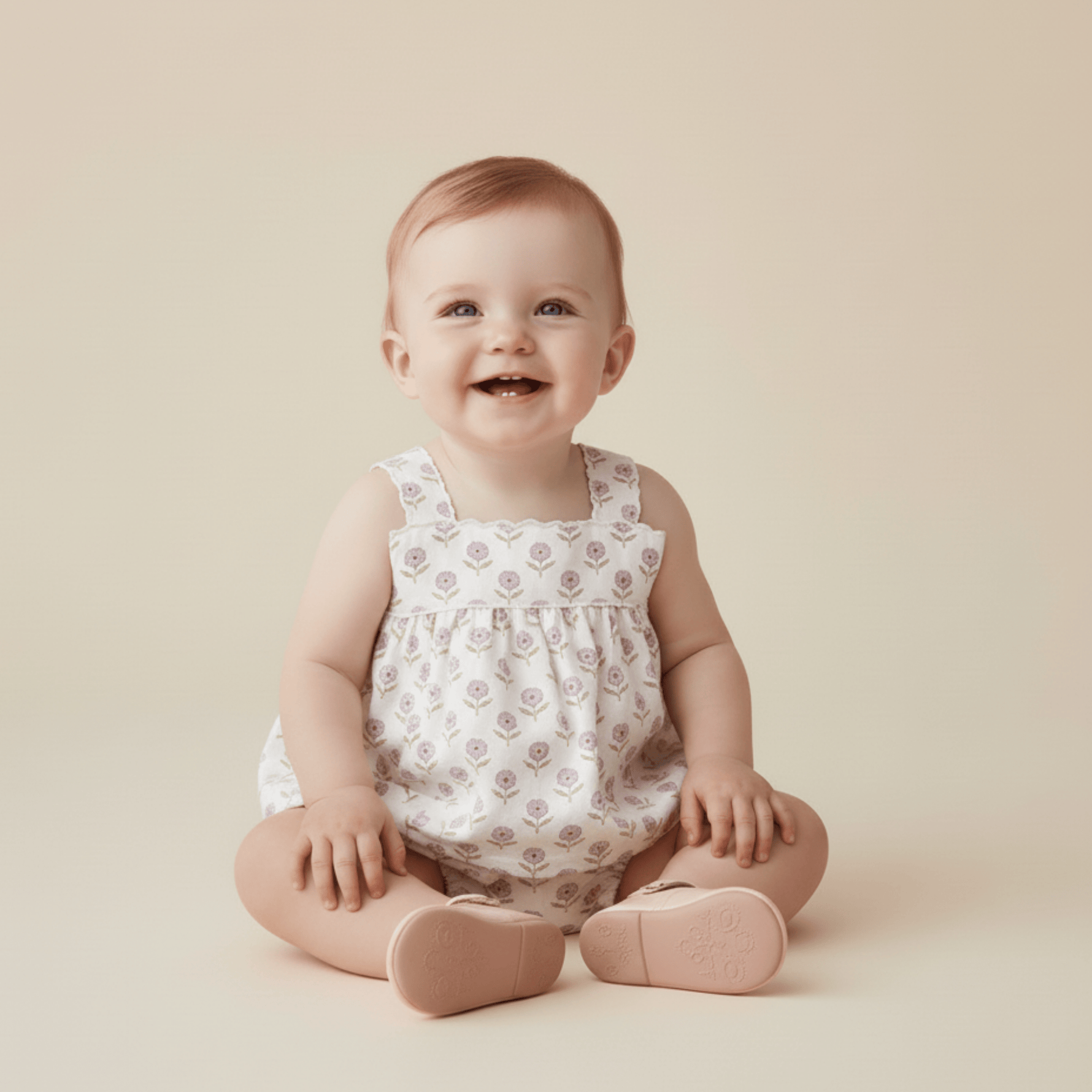 Organic Scalloped Top & Bloomers Set - Lavender - Baby & Toddler Clothing, Skin, Dress, Textile, Facial expression | Everetts Place