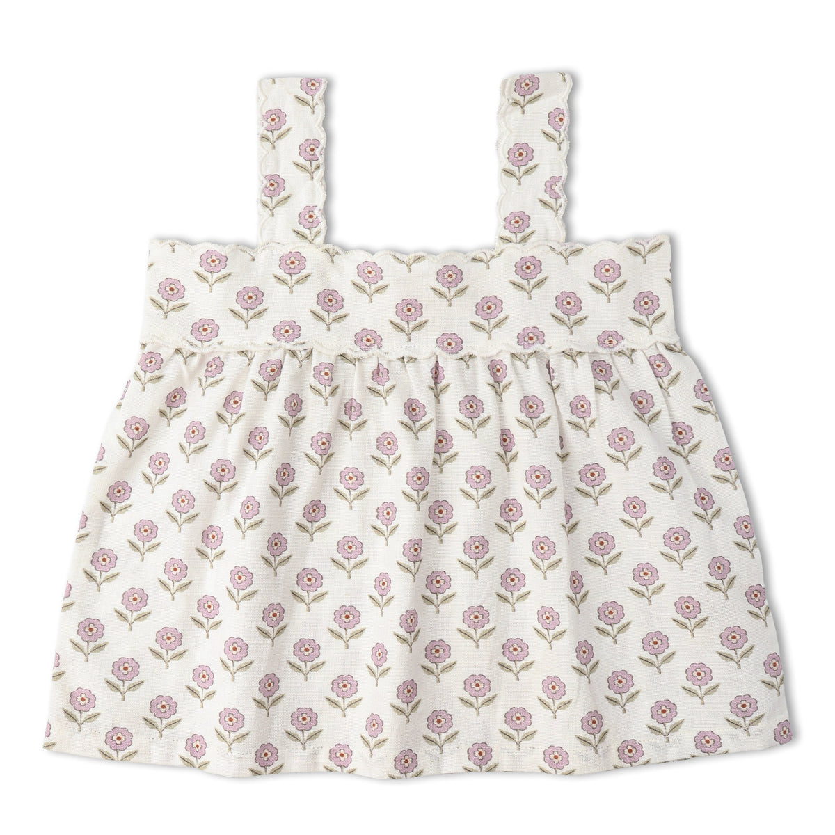 Makemake Organics Makemake Organics Organic Scalloped Top and Bloomers Set in Lavender Linen Cotton Blend Breathable
