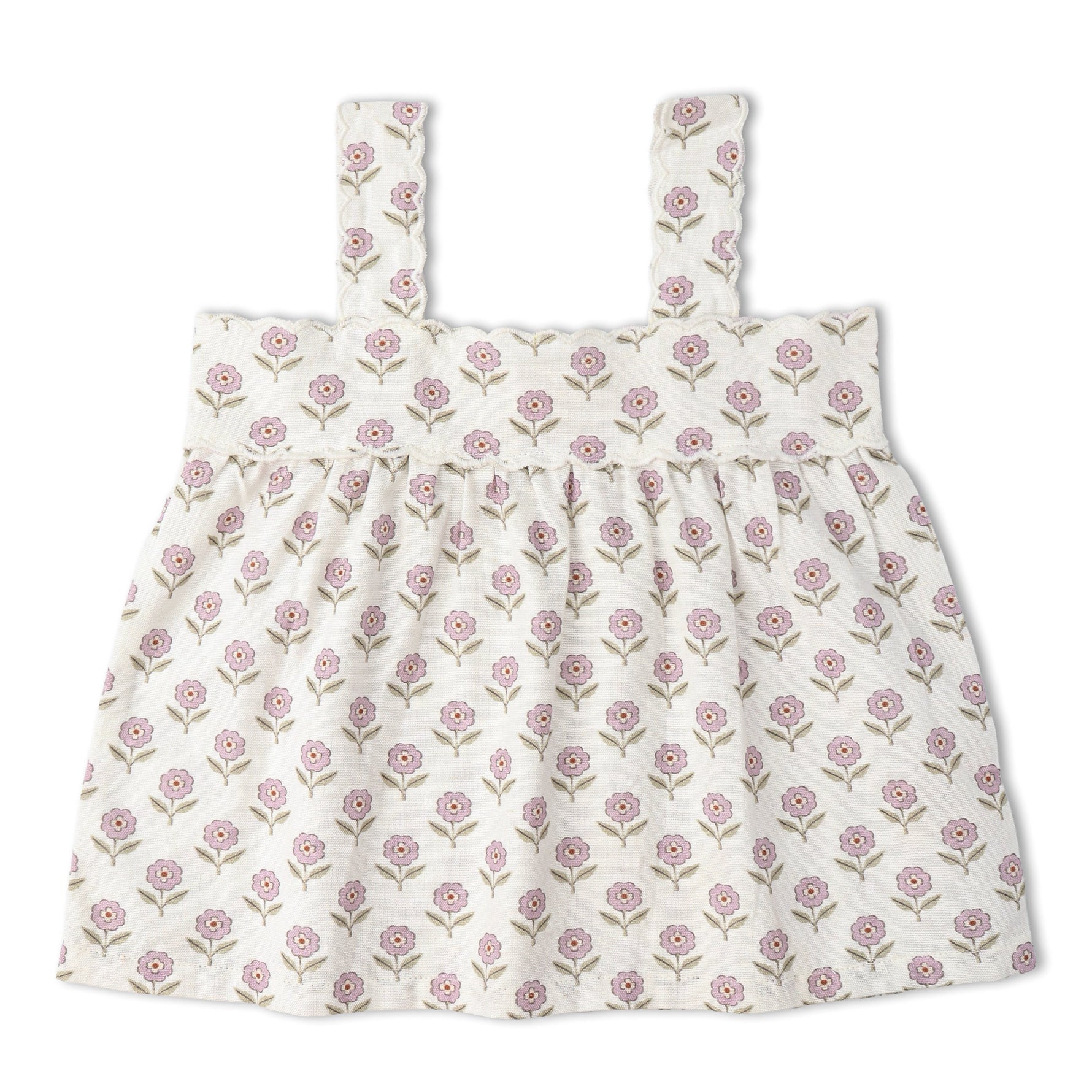 Makemake Organics Makemake Organics Organic Scalloped Top and Bloomers Set in Lavender Linen Cotton Blend Breathable