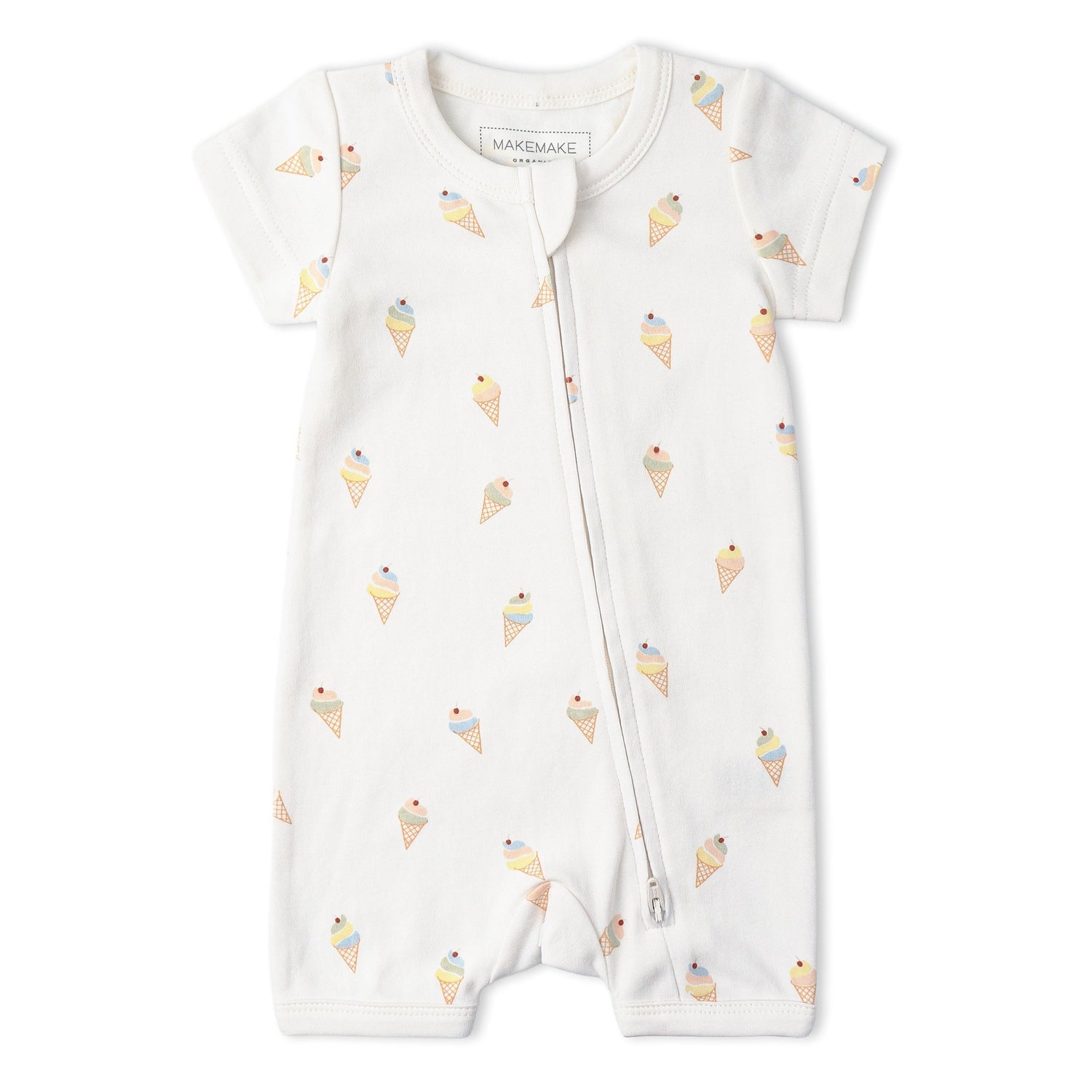 Makemake Organics Makemake Organics Organic Short Zip Romper For Babies With 2 Way Zip Closure And Organic Cotton