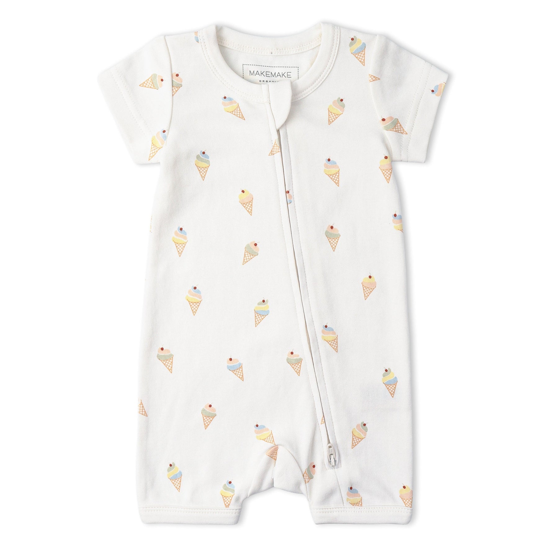 Makemake Organics Makemake Organics Organic Short Zip Romper For Babies With 2 Way Zip Closure And Organic Cotton