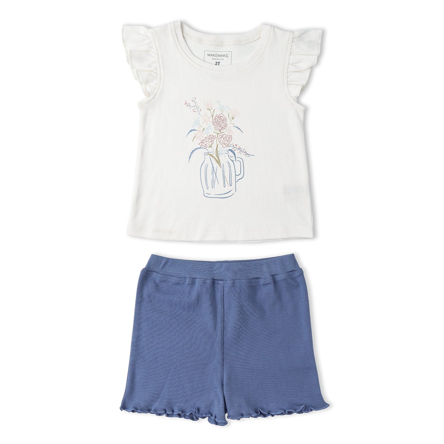 Makemake Organics Makemake Organics Organic Sleeveless Flutter Top And Shorts Set For Toddlers Breathable Cotton Summer Outfit