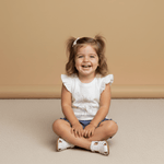 Organic Sleeveless Flutter Top & Shorts Set - Spring Floral - Sleeve, Skin, Happiness, Smile, Facial expression | Everetts Place