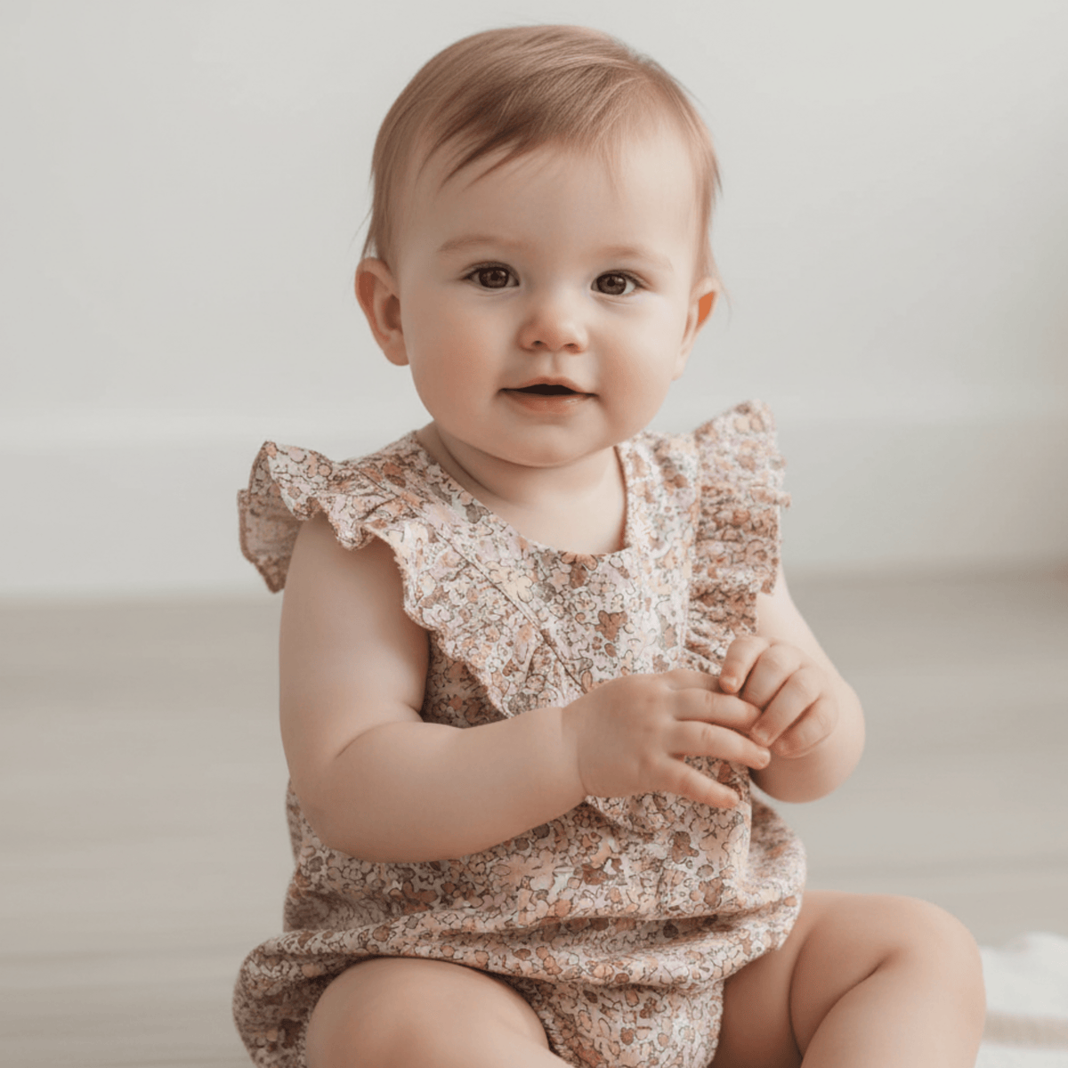 Makemake Organics Makemake Organics Organic Sleeveless Ruffle Bubble Romper Pastel Bloom Breathable For Baby