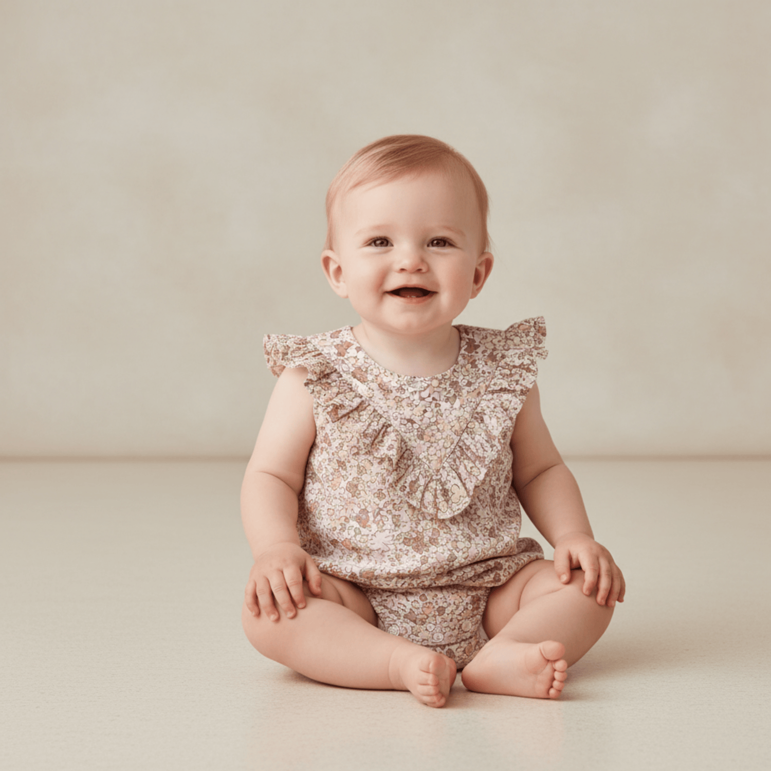 Organic Sleeveless Ruffle Bubble Romper - Pastel Bloom - Baby & Toddler Clothing, Dress, Pink, Ruffle, Child | Everetts Place