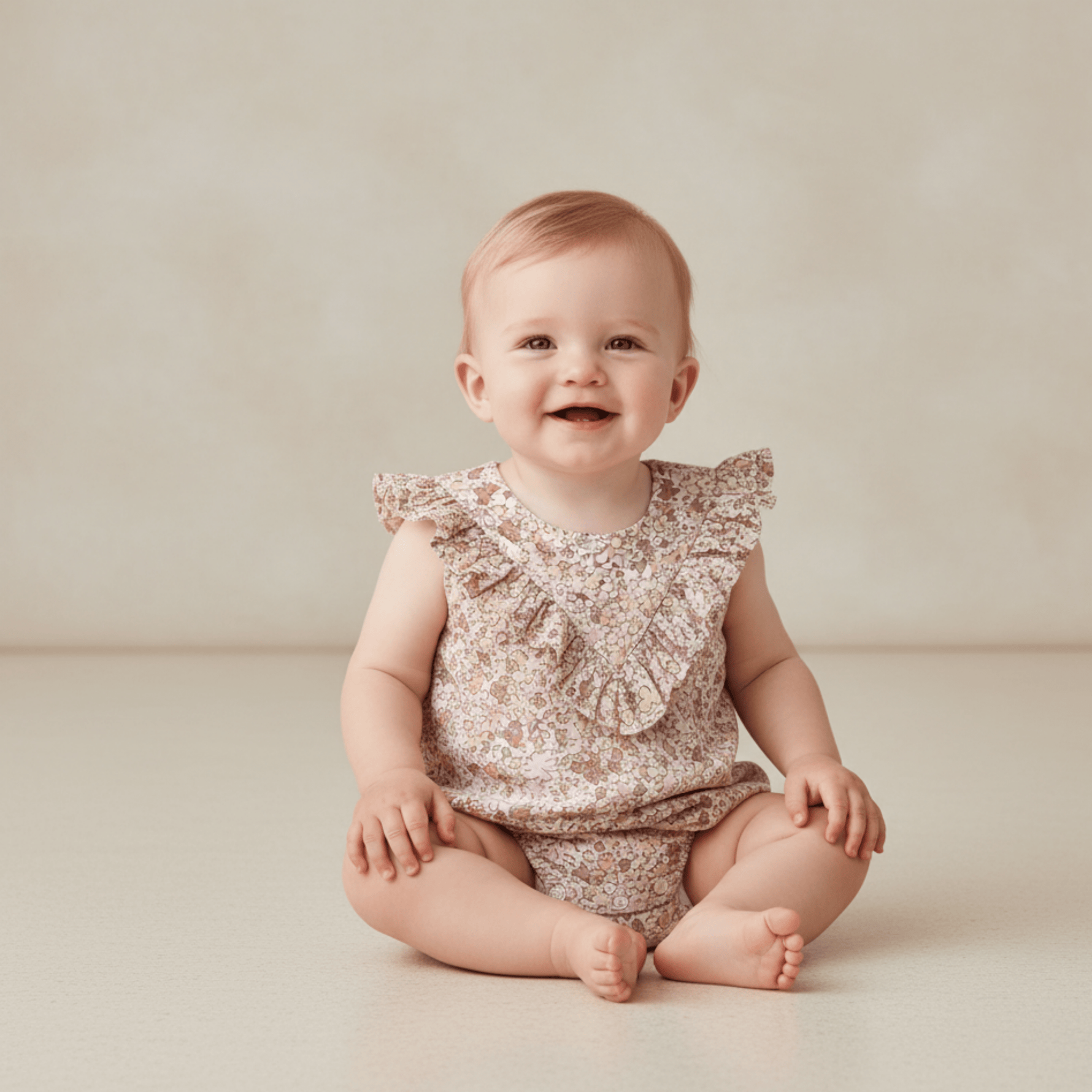 Organic Sleeveless Ruffle Bubble Romper - Pastel Bloom - Baby & Toddler Clothing, Dress, Pink, Ruffle, Child | Everetts Place