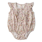 Makemake Organics Makemake Organics Organic Sleeveless Ruffle Bubble Romper Pastel Bloom Breathable For Baby