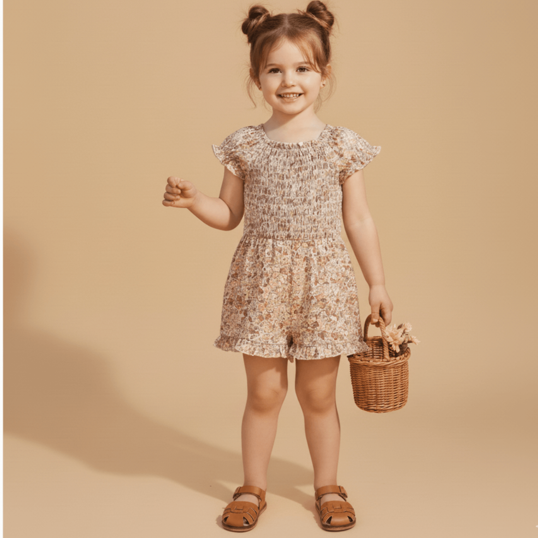 Makemake Organics Makemake Organics Organic Smocked Jumpsuit Muslin Cotton