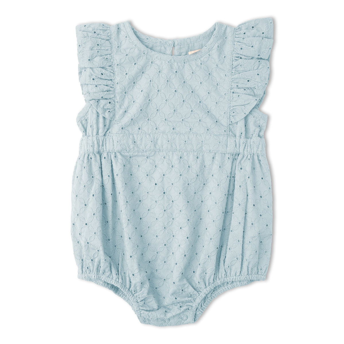 Makemake Organics Makemake Organics Romper Eyelet Flutter Sleeves Organic Cotton for Baby Girls Summer Wear