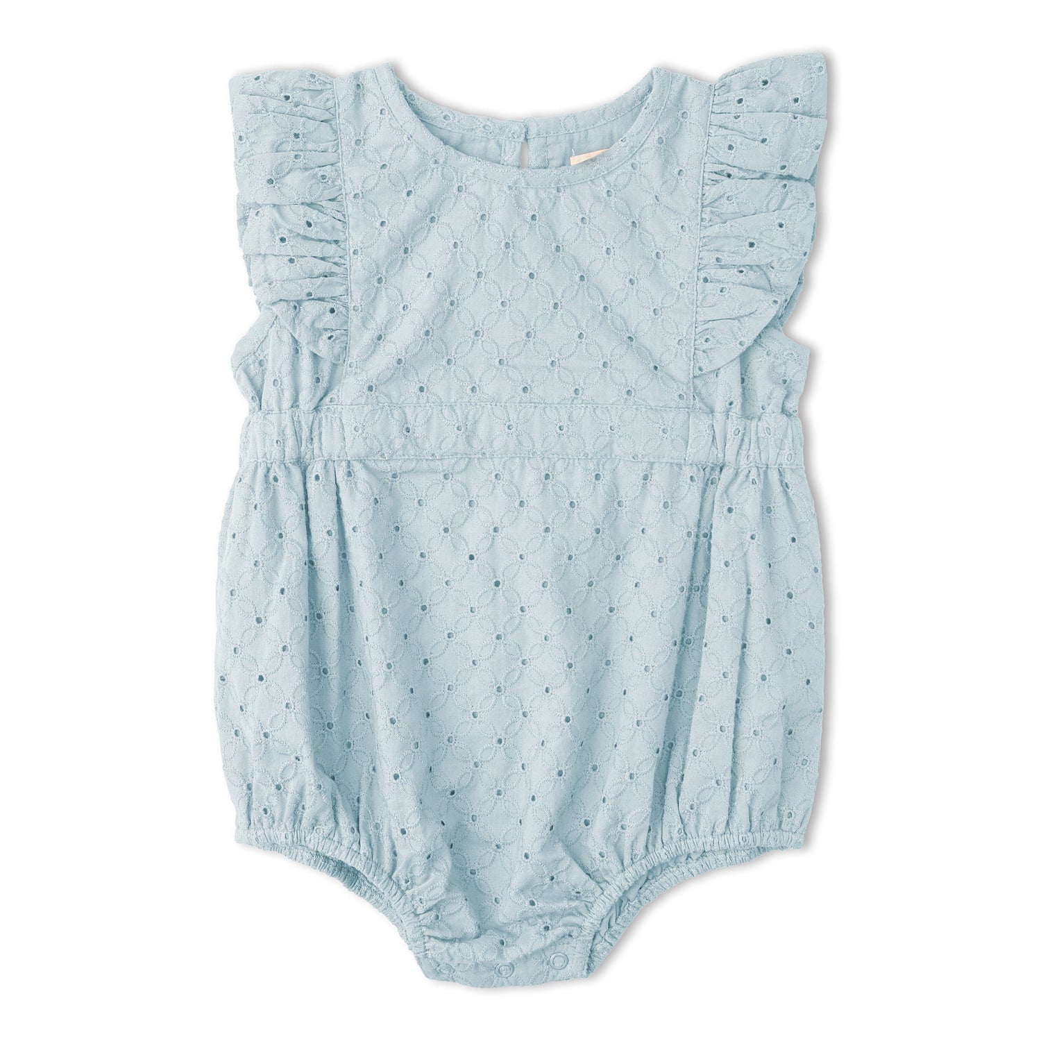 Makemake Organics Makemake Organics Romper Eyelet Flutter Sleeves Organic Cotton for Baby Girls Summer Wear