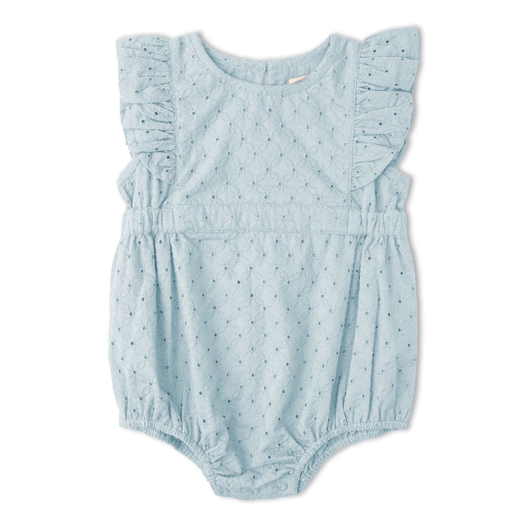 Makemake Organics Makemake Organics Romper Eyelet Flutter Sleeves Organic Cotton for Baby Girls Summer Wear