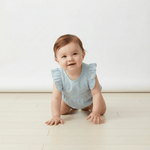 Organic Eyelet Flutter Romper - Light Blue Eyelet - Baby & Toddler Clothing, Child, One-piece garment, Toddler, Foot | Everetts Place