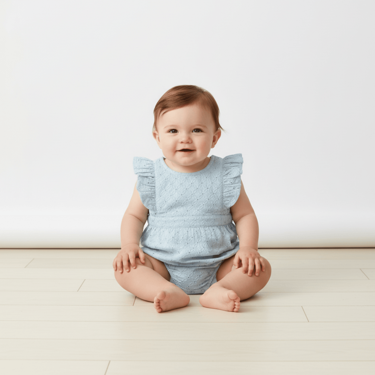 Makemake Organics Makemake Organics Romper Eyelet Flutter Sleeves Organic Cotton for Baby Girls Summer Wear