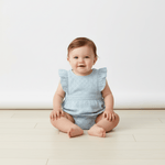 Makemake Organics Makemake Organics Romper Eyelet Flutter Sleeves Organic Cotton for Baby Girls Summer Wear