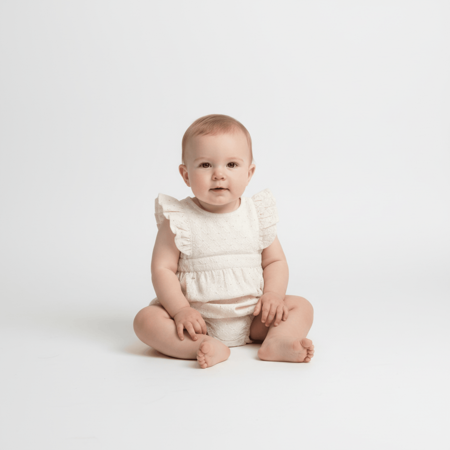 Organic Eyelet Flutter Romper- Ivory Eyelet - Baby & Toddler Clothing, Child, Toddler, Sleeveless shirt, One-piece garment | Everetts Place