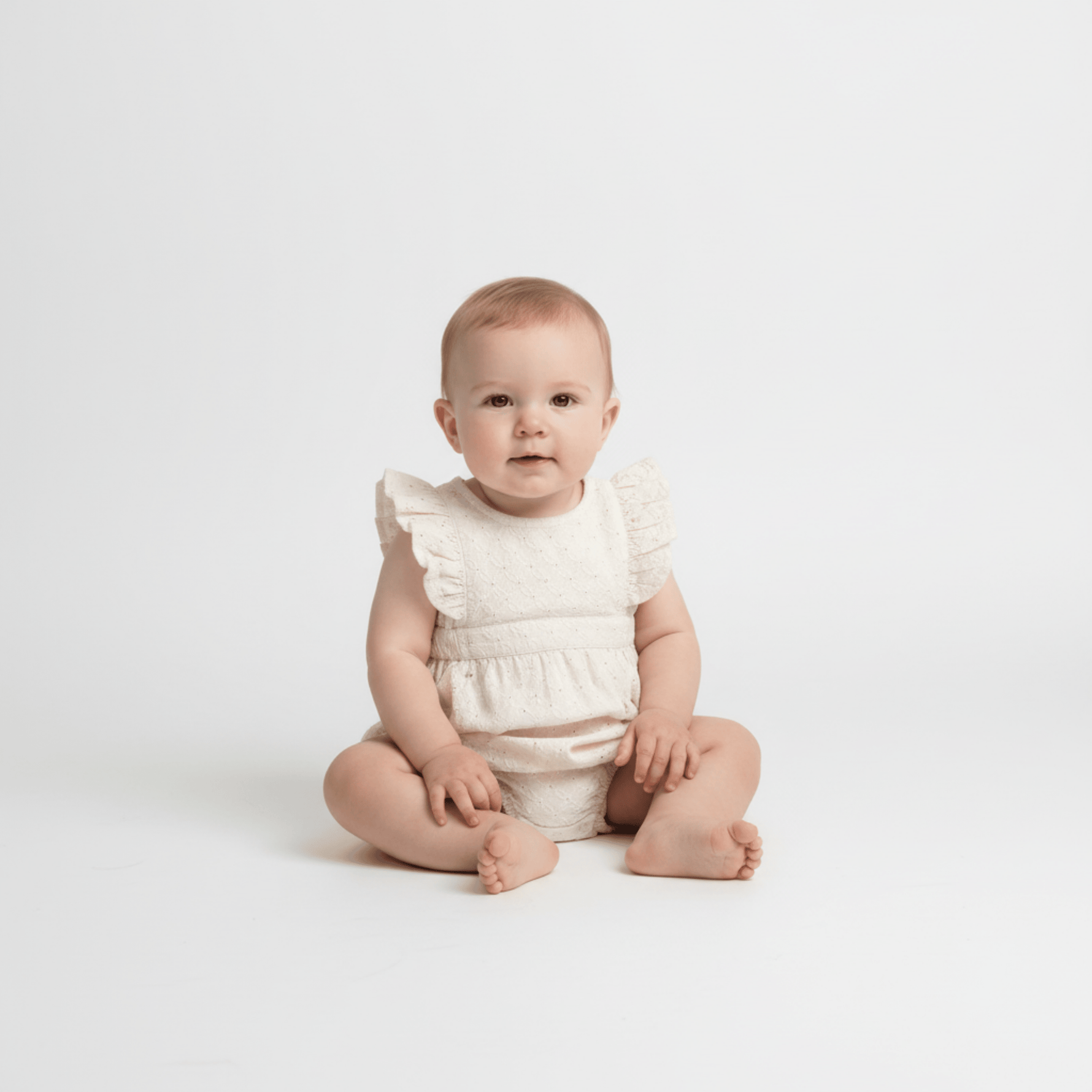 Organic Eyelet Flutter Romper- Ivory Eyelet - Baby & Toddler Clothing, Child, Toddler, Sleeveless shirt, One-piece garment | Everetts Place