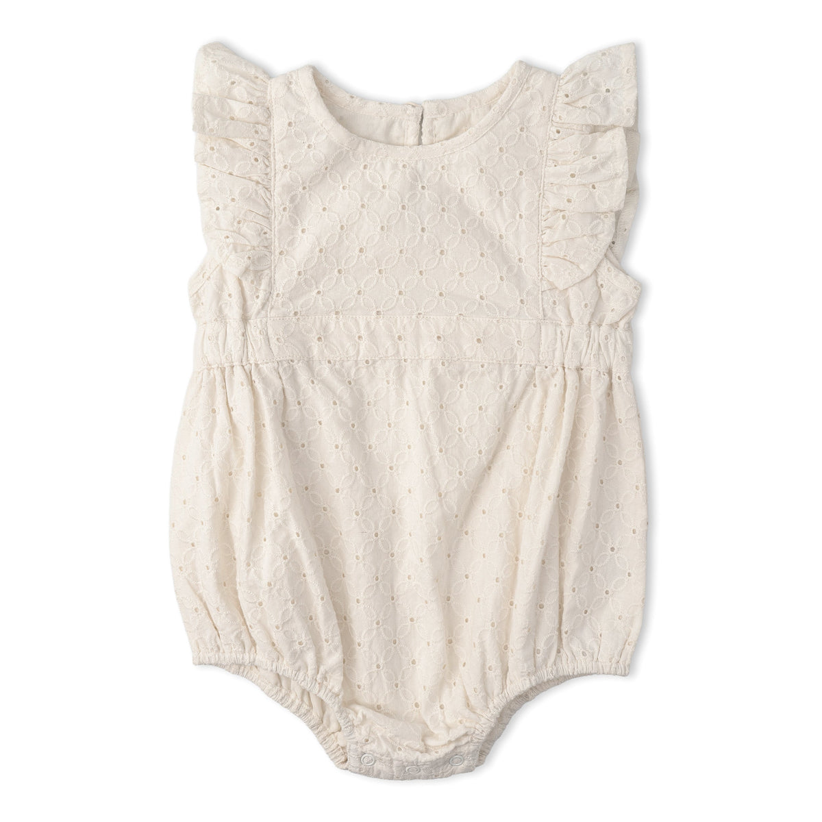Makemake Organics Makemake Organics Romper With Organic Eyelet For Baby Delicate Embroidery Breathable Cotton For Warm Weather