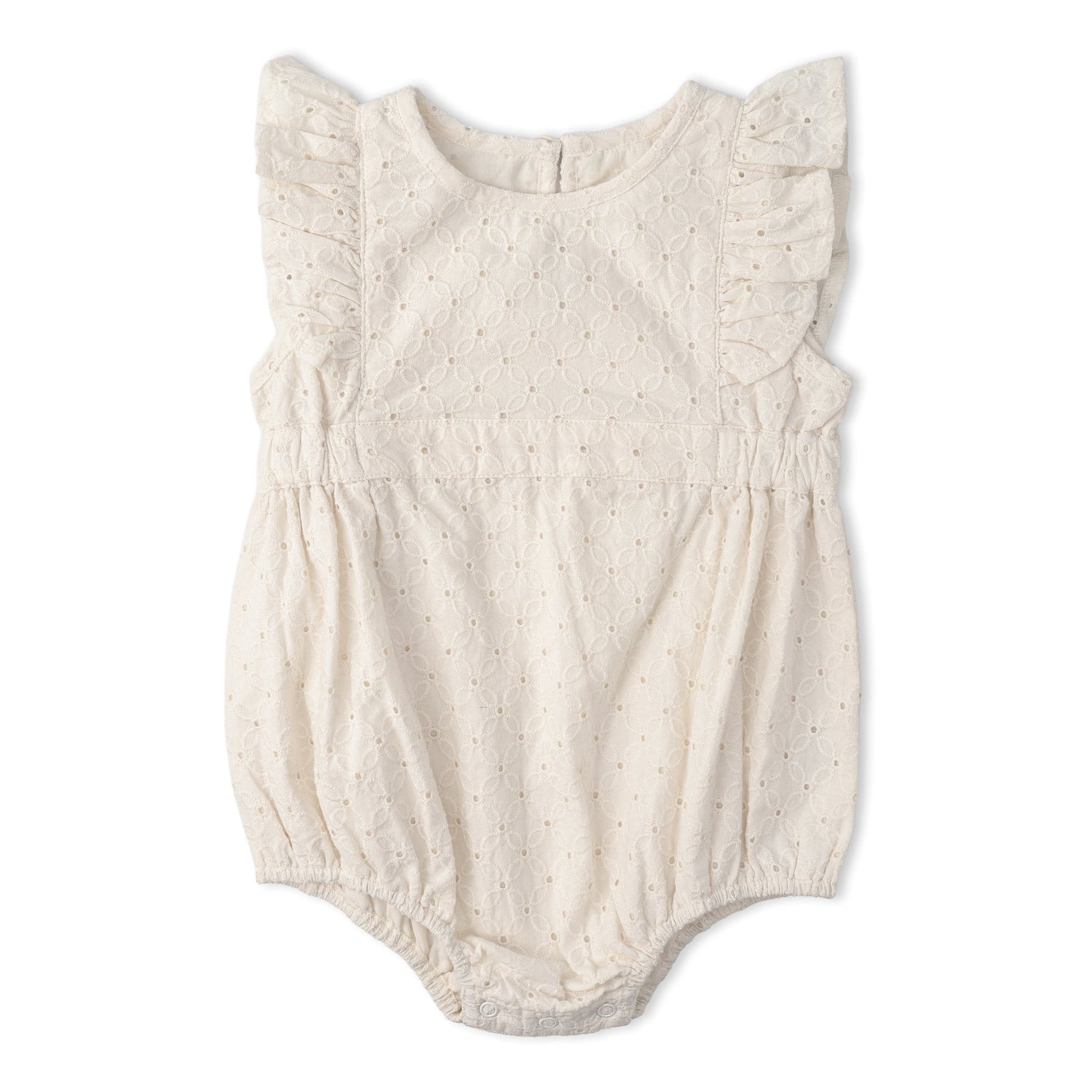Makemake Organics Makemake Organics Romper With Organic Eyelet For Baby Delicate Embroidery Breathable Cotton For Warm Weather