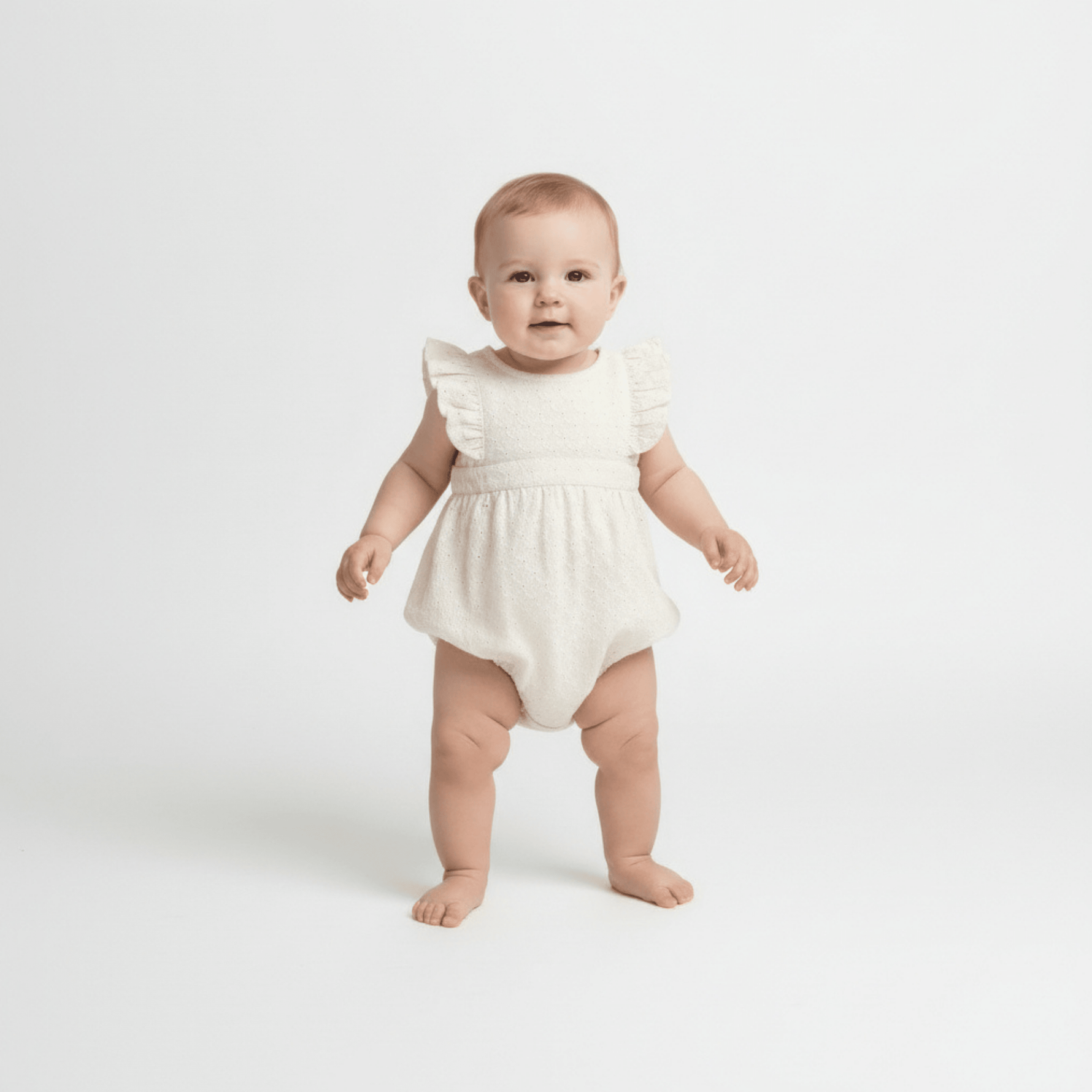 Makemake Organics Makemake Organics Romper With Organic Eyelet For Baby Delicate Embroidery Breathable Cotton For Warm Weather