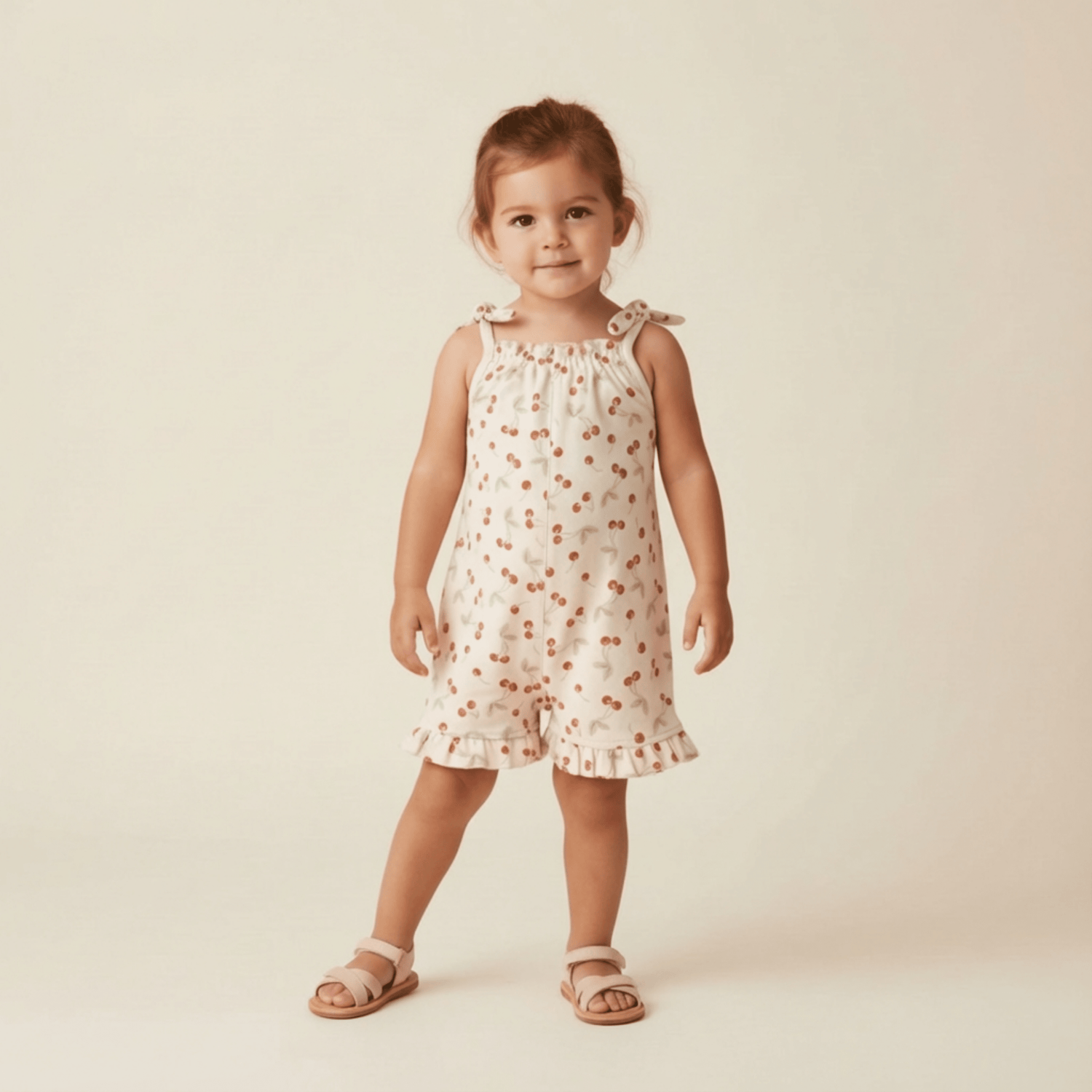 Organic Ruffle Jumpsuit - Cherry - Baby & Toddler Clothing, Dress, One-piece garment, Day Dress, Textile | Everetts Place