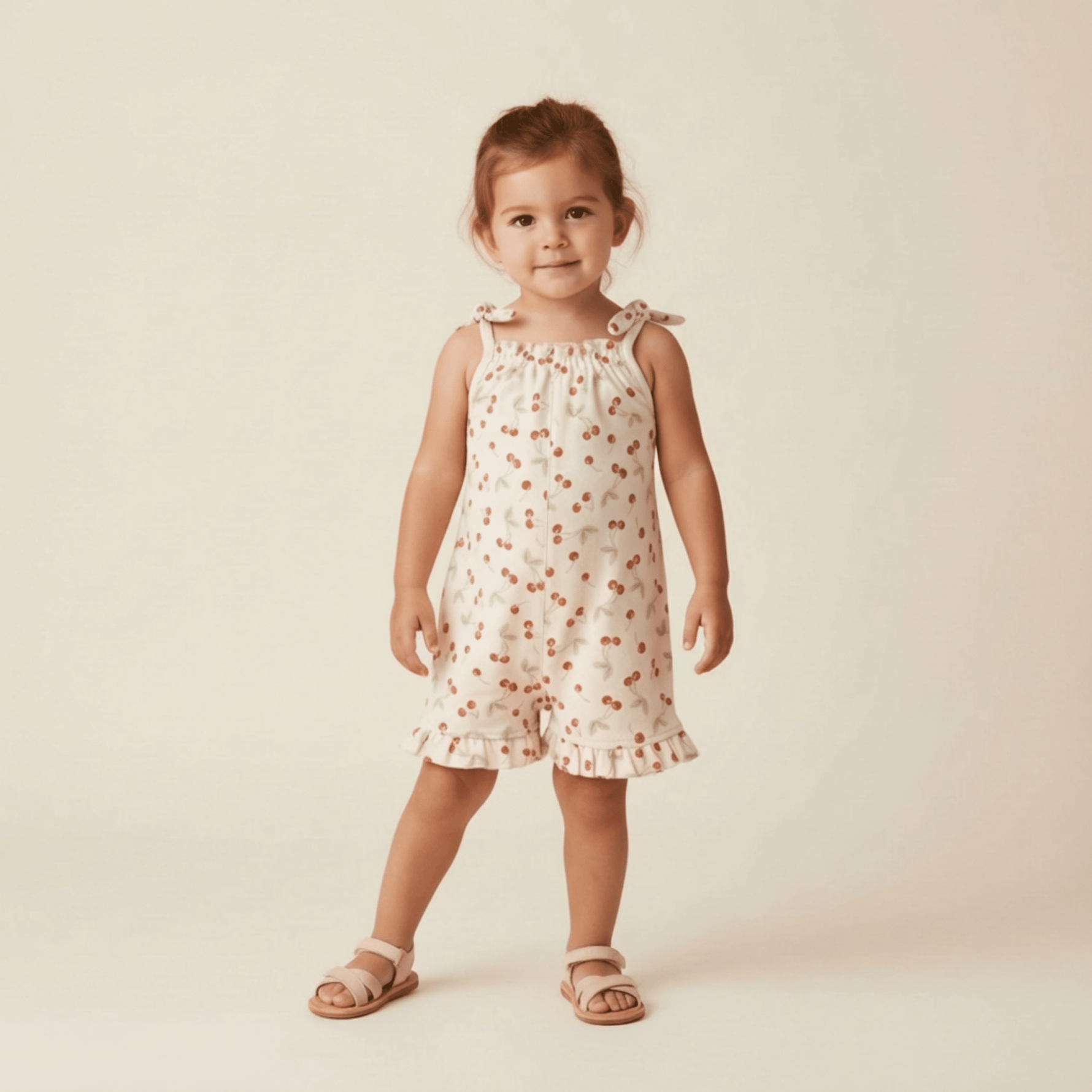 Organic Ruffle Jumpsuit - Cherry - Baby & Toddler Clothing, Dress, One-piece garment, Day Dress, Textile | Everetts Place