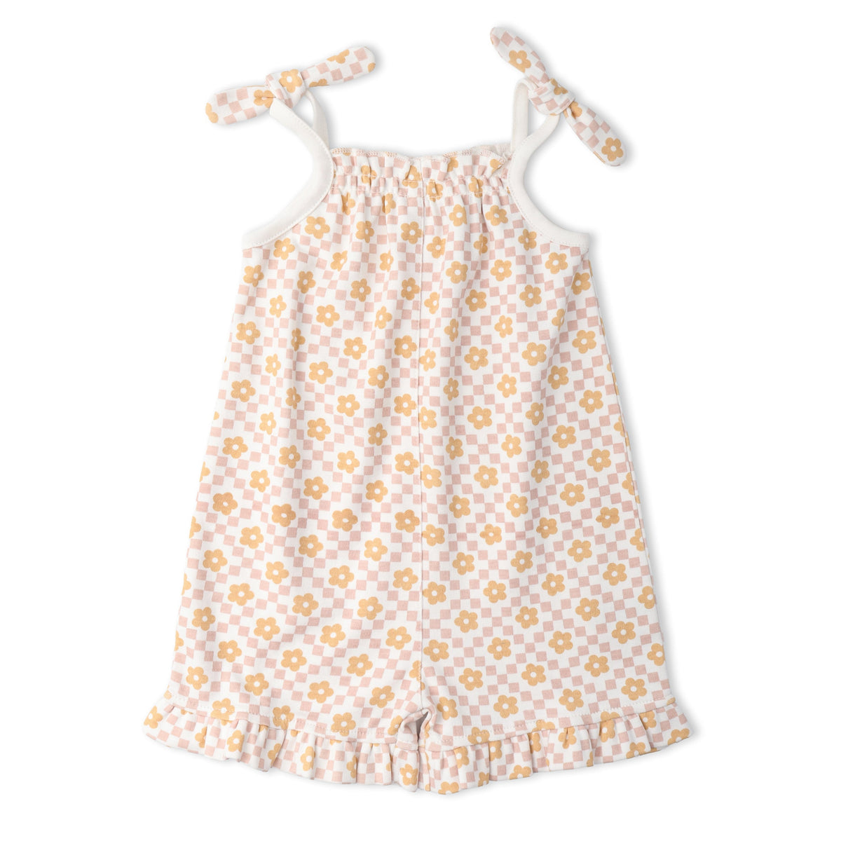 Makemake Organics Makemake Organics Ruffle Jumpsuit With Pop Floral For Baby And Toddler Girls All Day Comfort