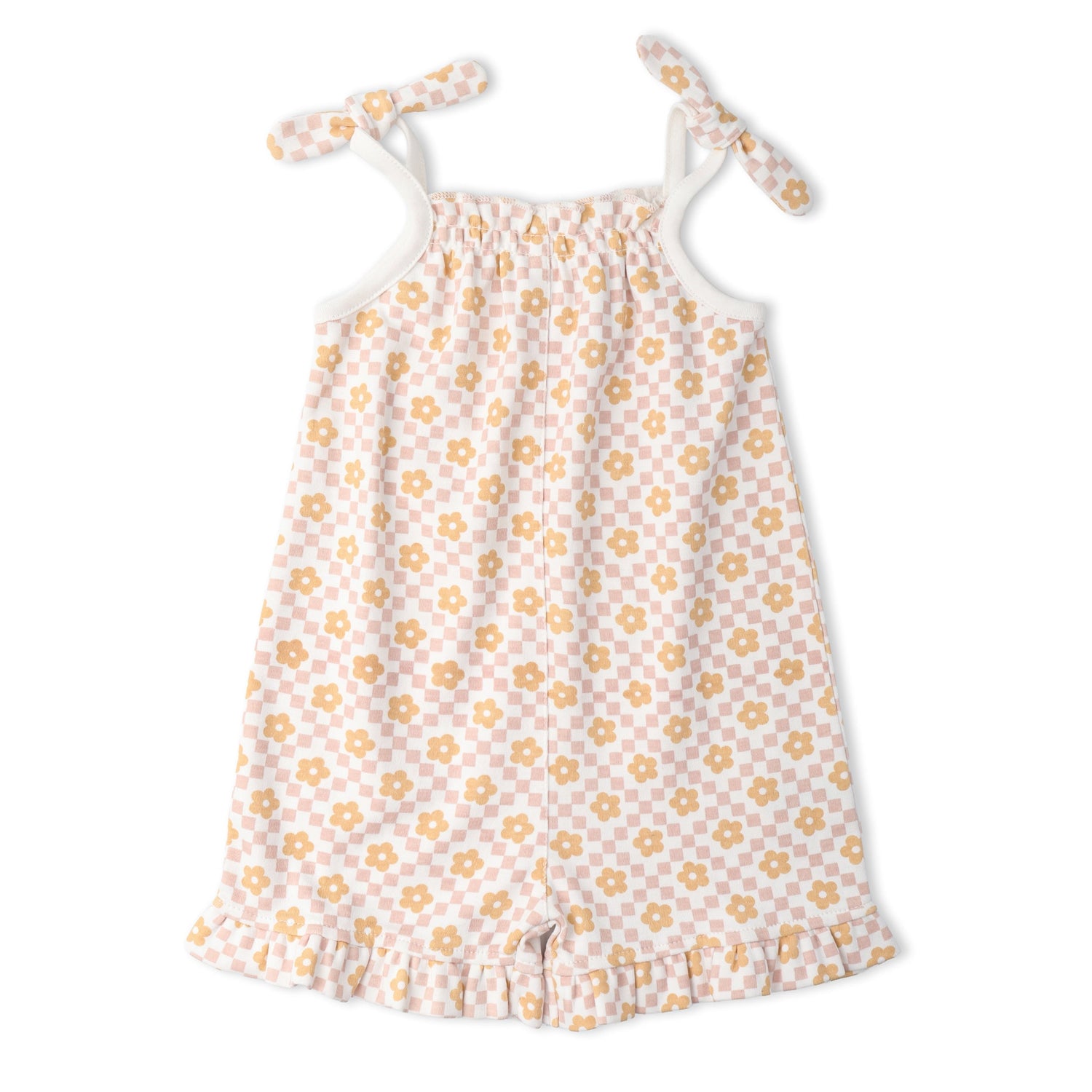 Makemake Organics Makemake Organics Ruffle Jumpsuit With Pop Floral For Baby And Toddler Girls All Day Comfort
