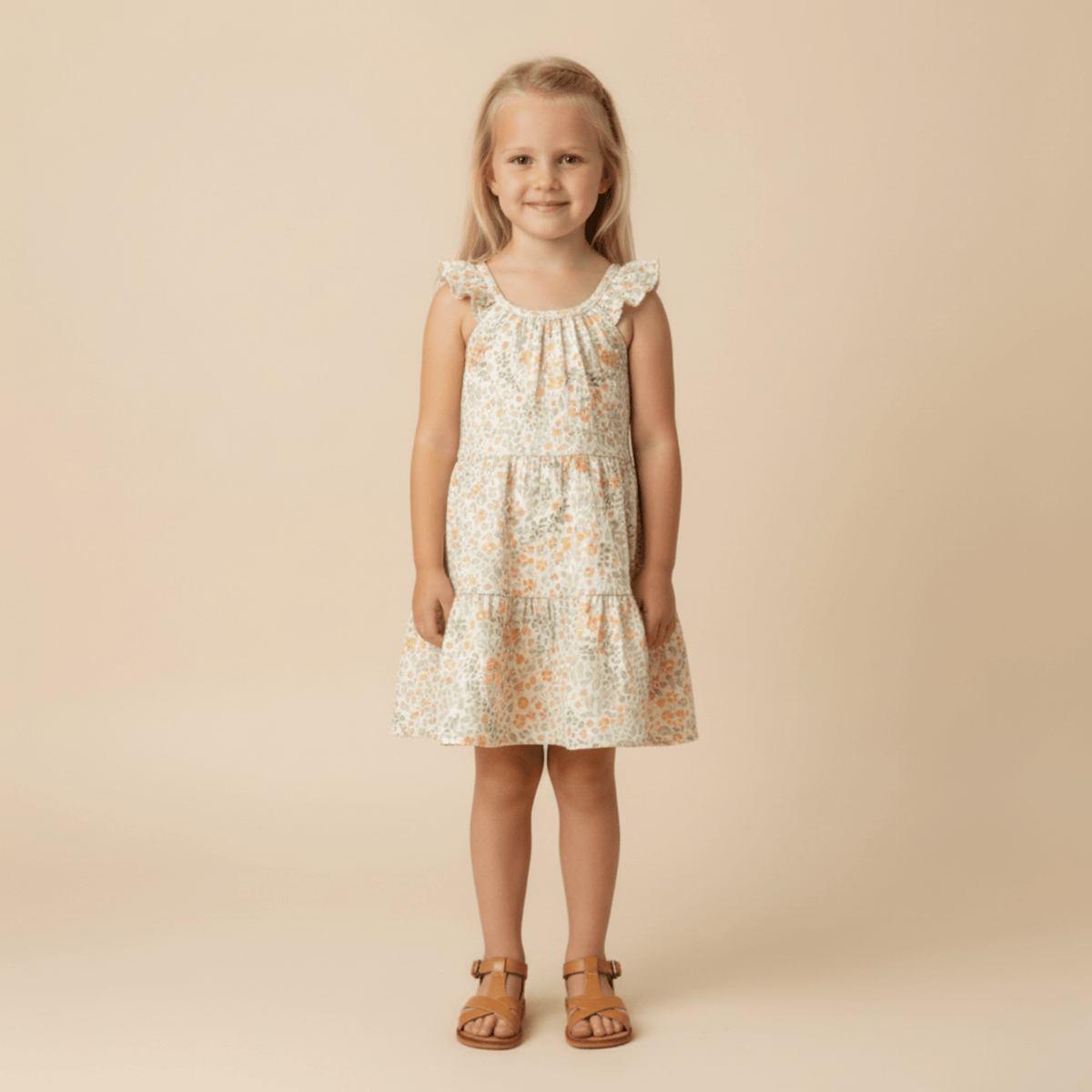 Makemake Organics Makemake Organics Ruffle Tiered Dress For Babies With Cascading Ruffles And Floaty Silhouette