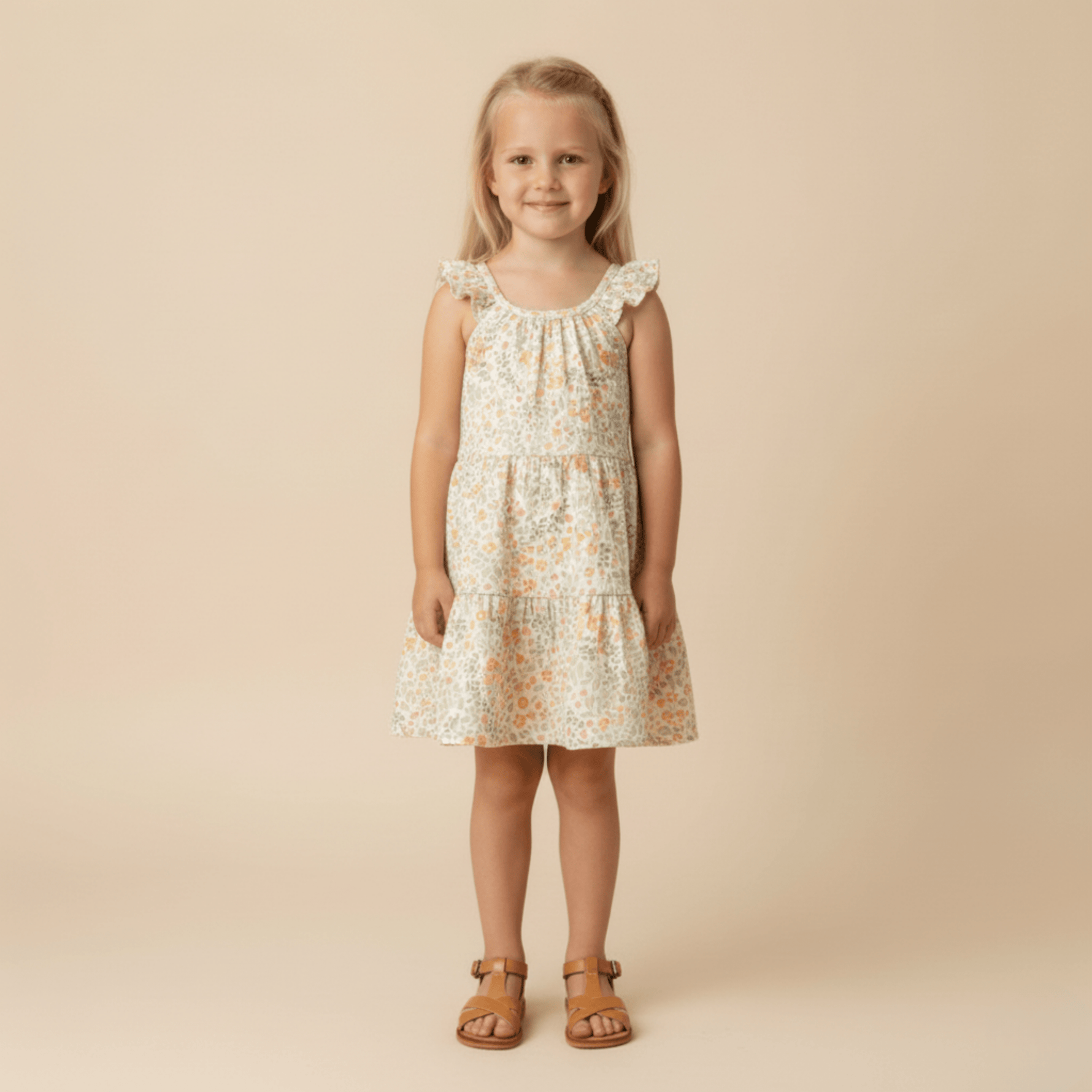Makemake Organics Makemake Organics Ruffle Tiered Dress For Babies With Cascading Ruffles And Floaty Silhouette