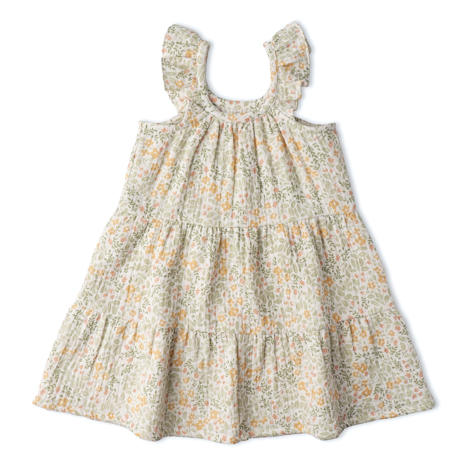 Makemake Organics Makemake Organics Ruffle Tiered Dress For Babies With Cascading Ruffles And Floaty Silhouette