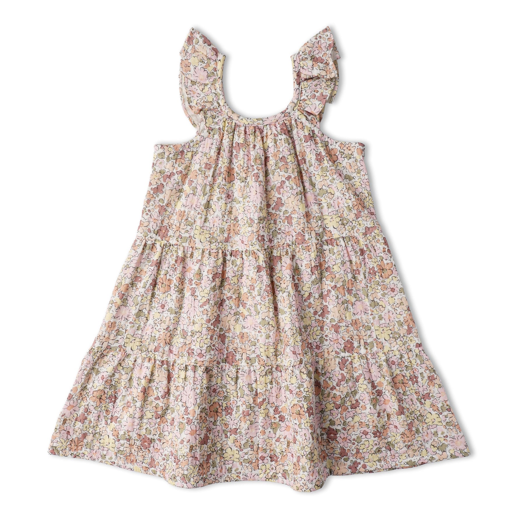 Makemake Organics Makemake Organics Ruffle Tiered Dress In Organic Cotton For Baby Girls Soft Breathable Summer Outfit