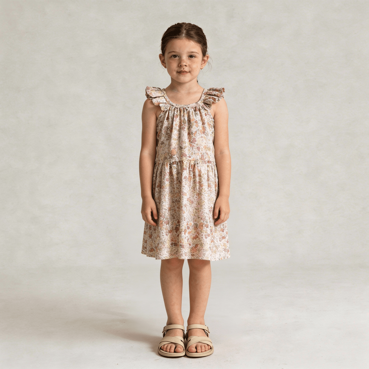 Makemake Organics Makemake Organics Ruffle Tiered Dress In Organic Cotton For Baby Girls Soft Breathable Summer Outfit