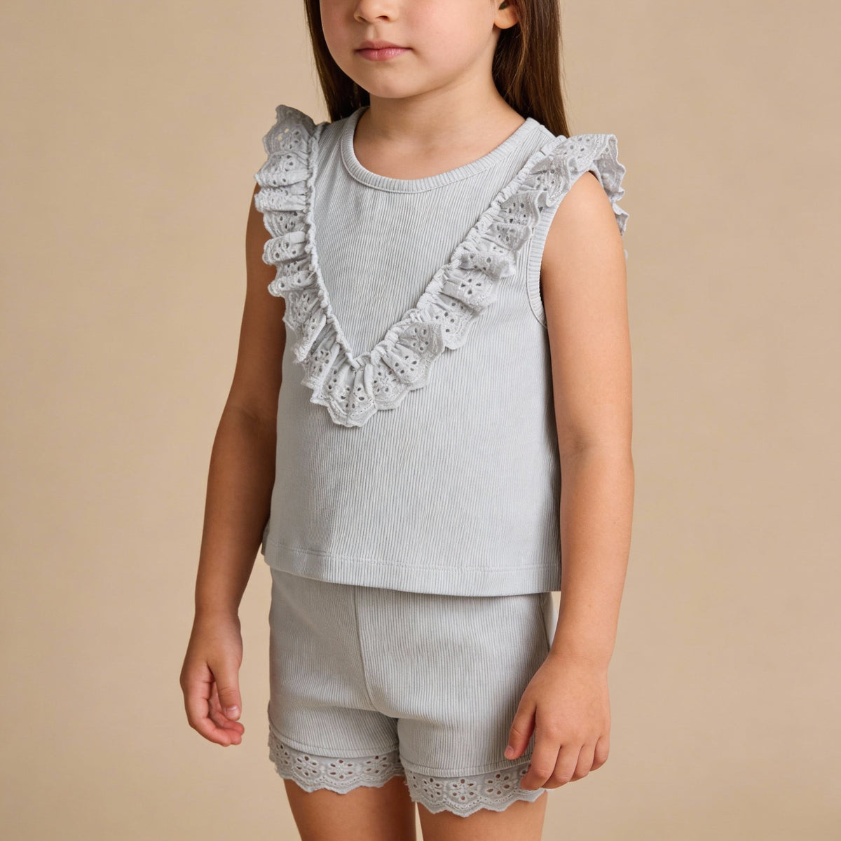 Makemake Organics Makemake Organics Ruffle Top And Shorts Set For Toddlers In Soft Organic Fabric For Everyday Play