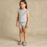 Organic Ruffle Top & Shorts Set - Fog - Textile, Fashion, Baby & Toddler Clothing, Pink, Waist | Everetts Place