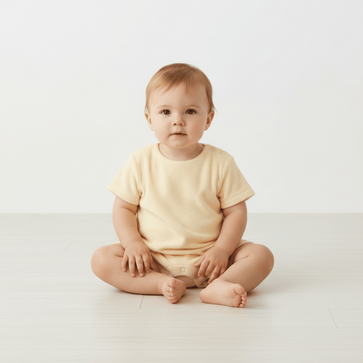 Makemake Organics Makemake Organics Short Romper Butter Yellow Organic Cotton