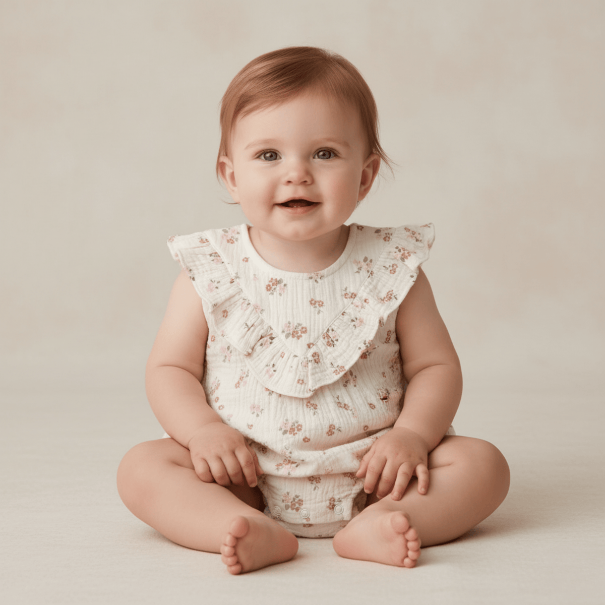 Makemake Organics Makemake Organics Sleeveless Bubble Romper With Ruffles For Babies Breathable Fabric One Piece