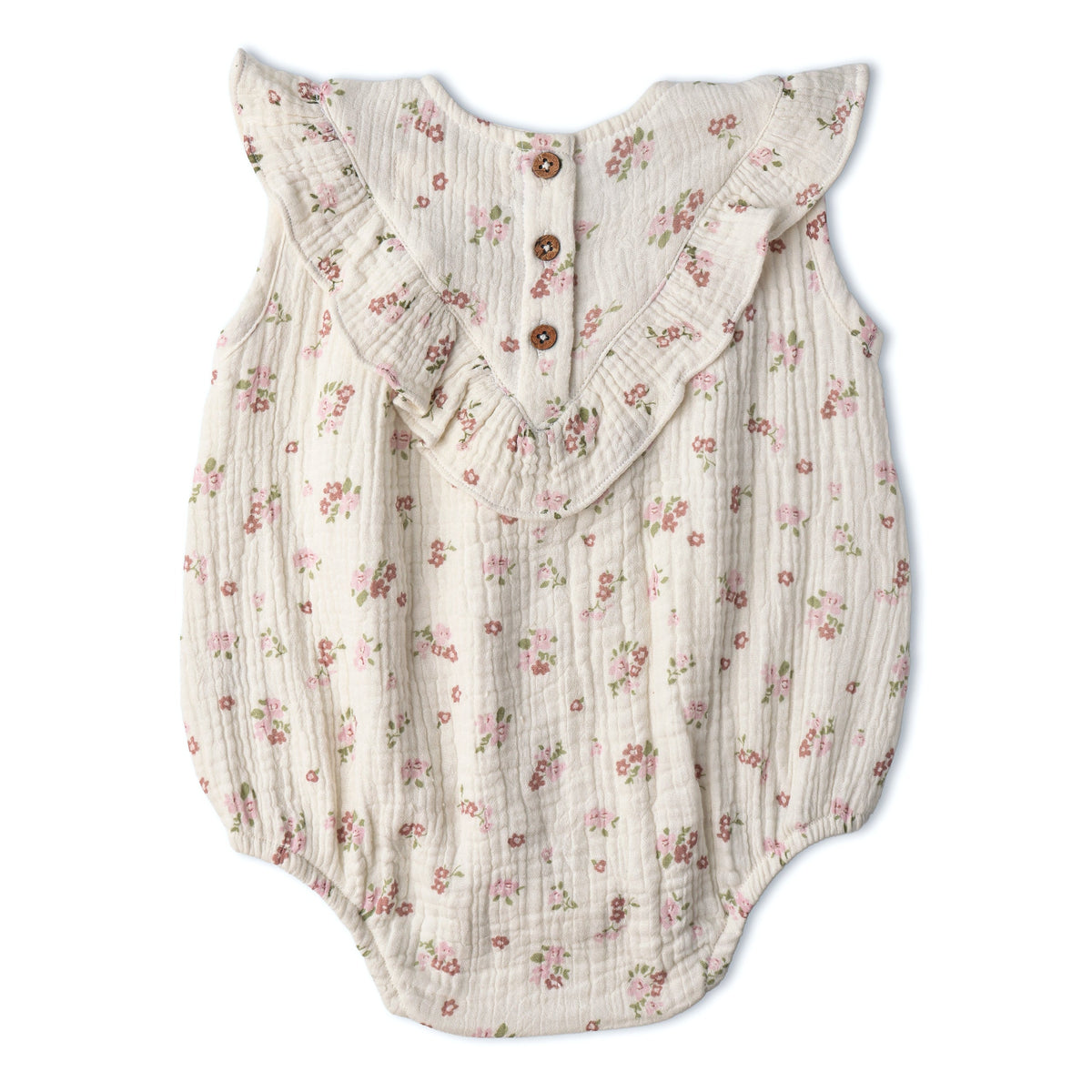 Makemake Organics Makemake Organics Sleeveless Bubble Romper With Ruffles For Babies Breathable Fabric One Piece